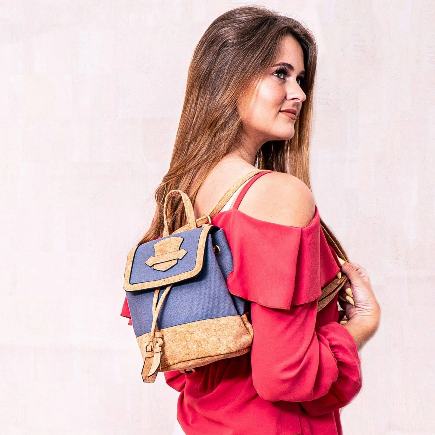 Ladies/Girls Mini Cork Backpack - Light Blue