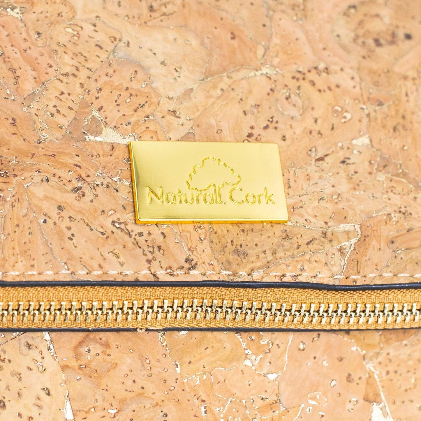 Molten Gold Elegance: Natural Cork Flap Rucksack for Effortless Style