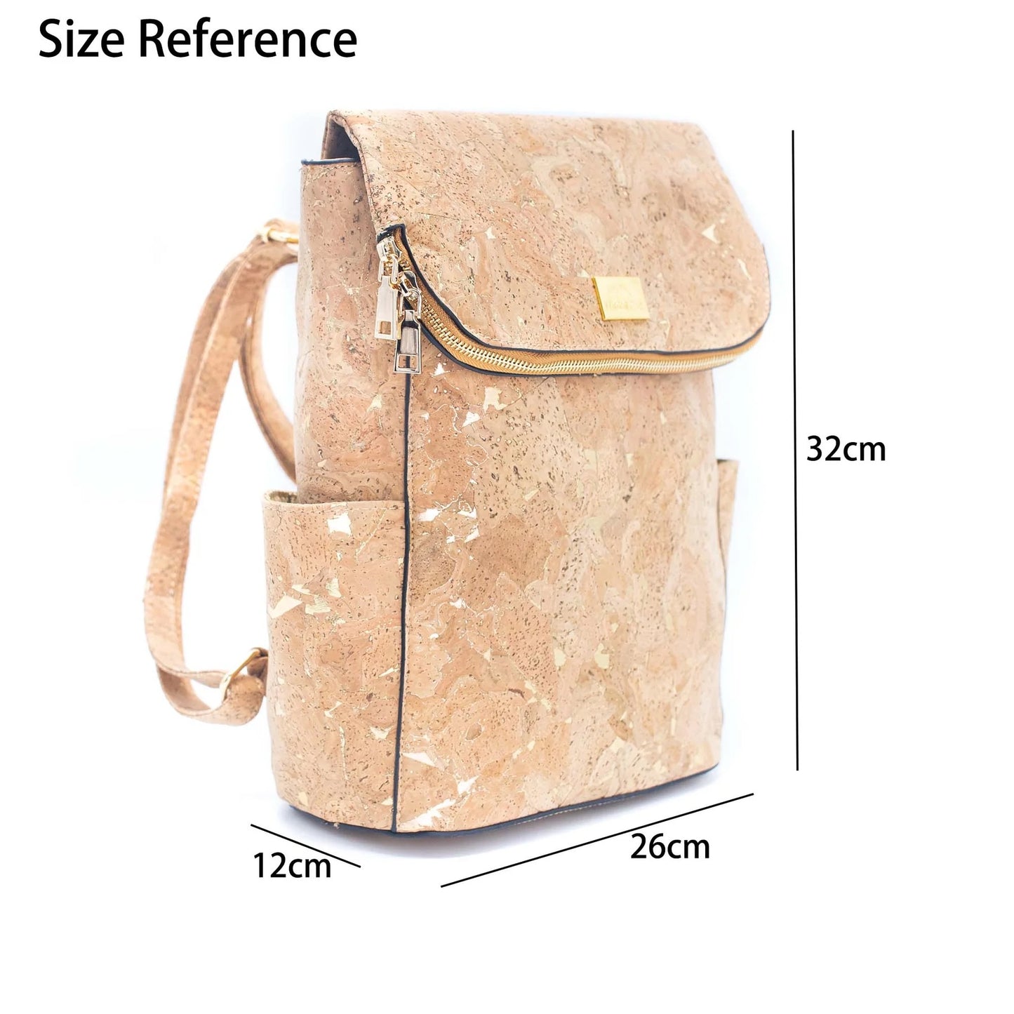 Molten Gold Elegance: Natural Cork Flap Rucksack for Effortless Style