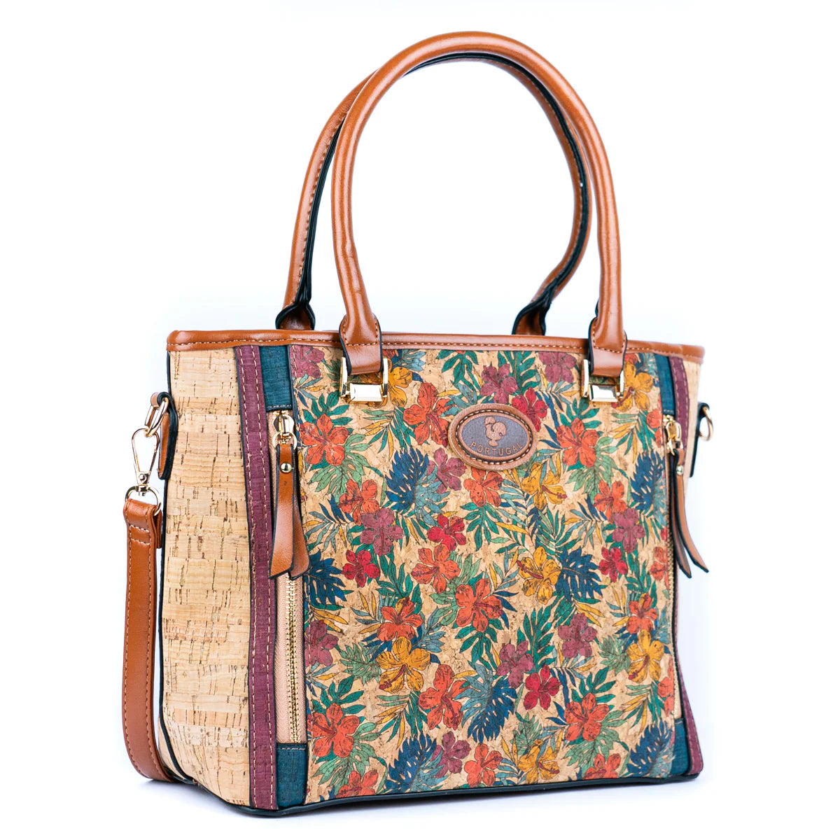 Printed Cork Women’s Handbag with Adjustable Strap