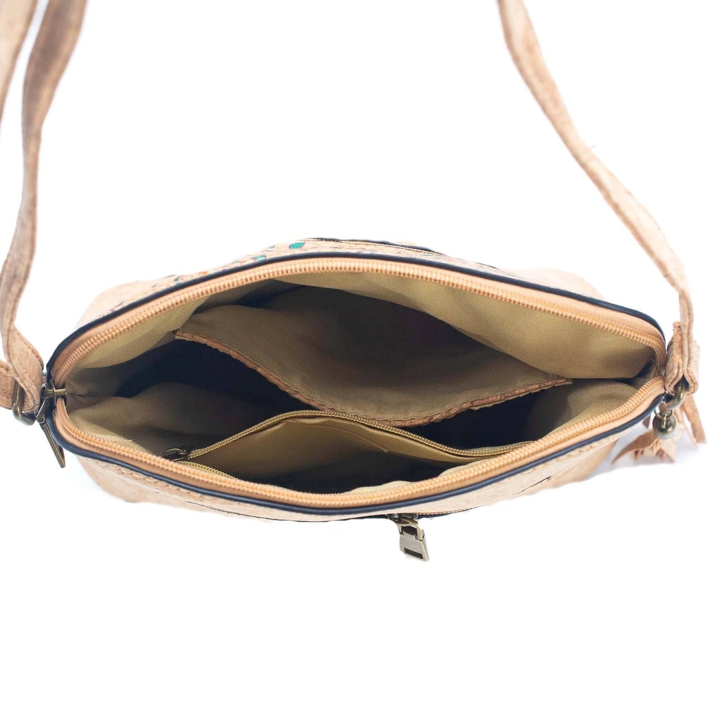 Tassel Zip Pocket Women’s Natural Cork Crossbody Bag
