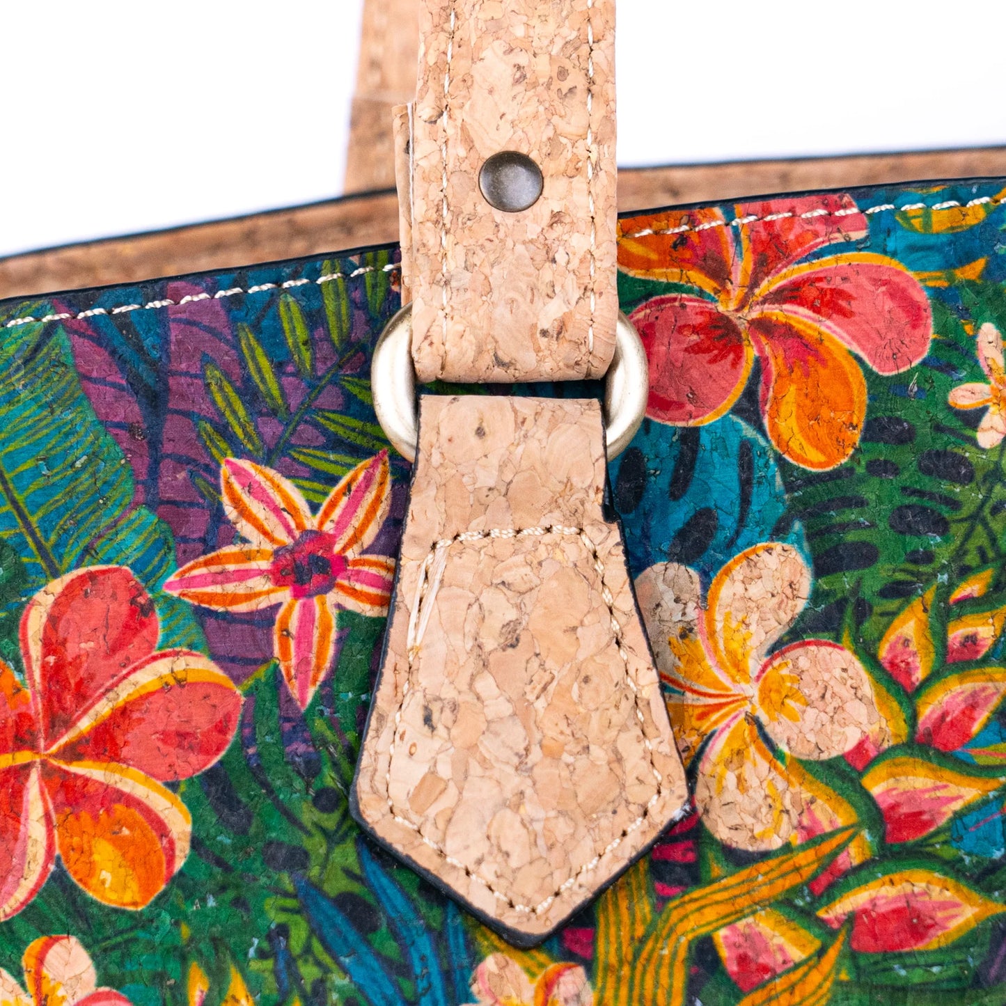 Womans Vintage Style Printed Cork Handbag