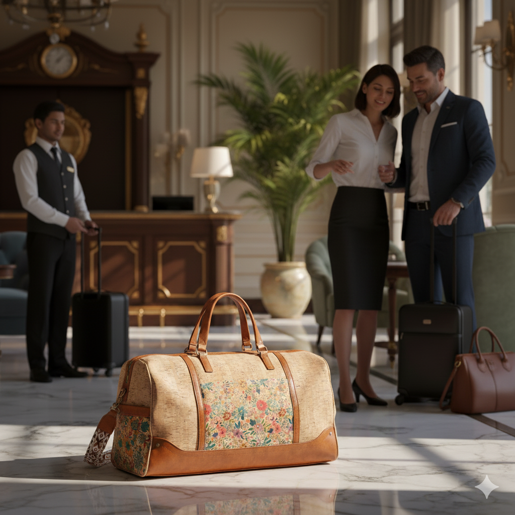 Cityscape Printed Cork Duffel Bag