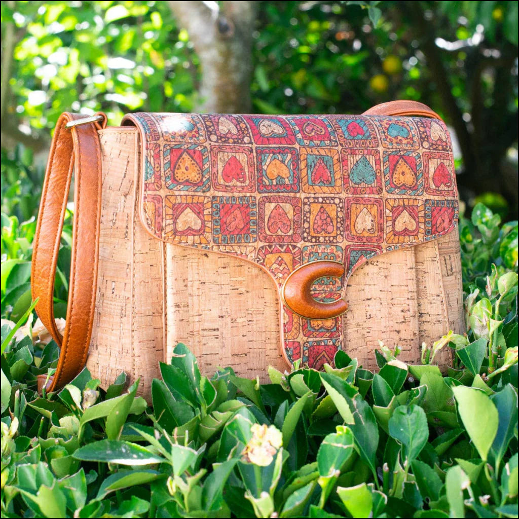 Natural Cork Floral Handbag
