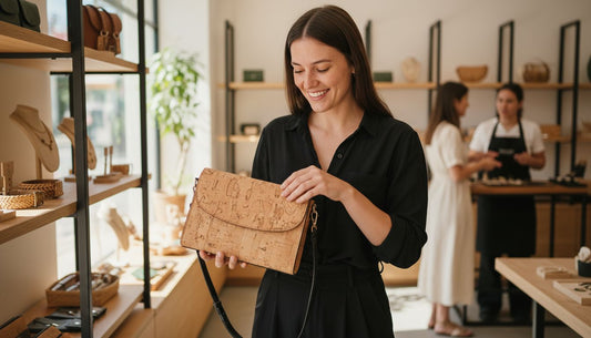 cork leather purse shopping