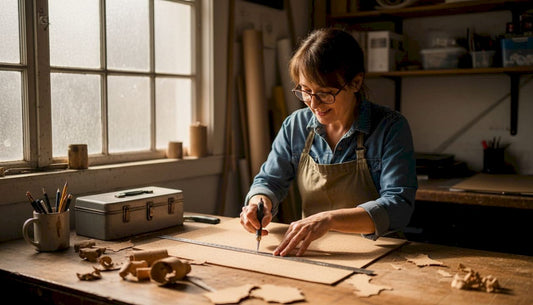 Artisan crafting cork accessories in workshop