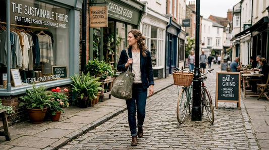 Woman shopping at ethical fashion boutiques