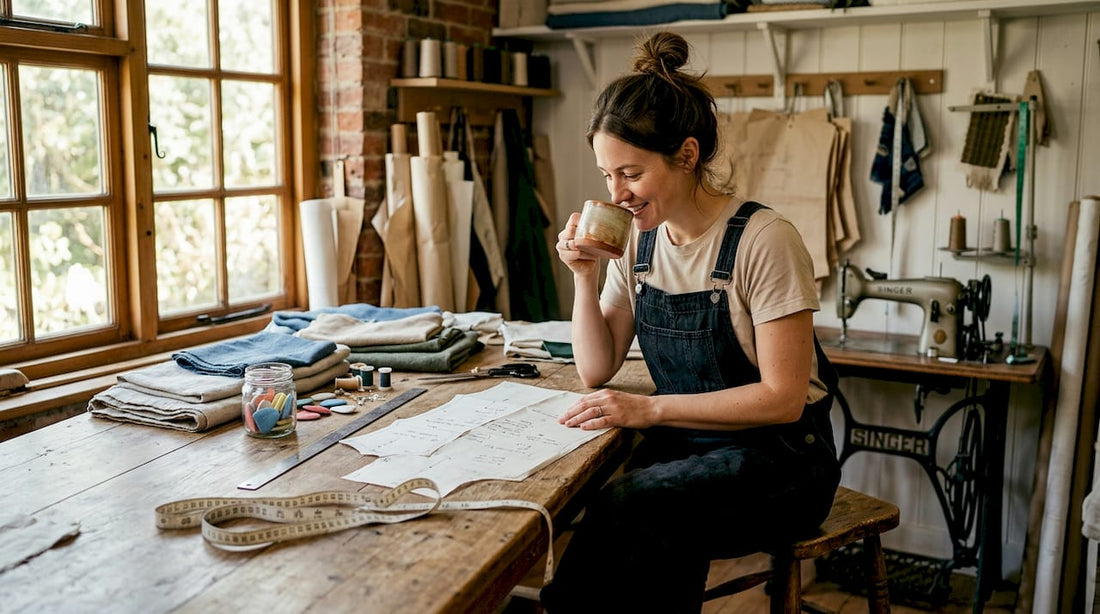 Designer planning zero waste fashion in studio
