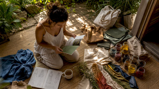 Woman reviewing eco-fashion certifications