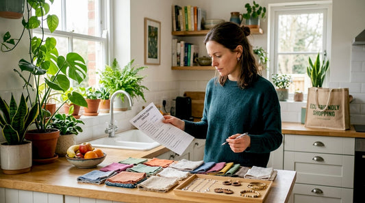 Woman reviewing sustainable accessory checklist