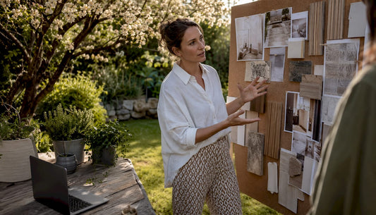 Interior designer reviewing natural material samples