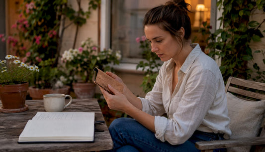 Person inspecting PETA-Approved Vegan cork wallet