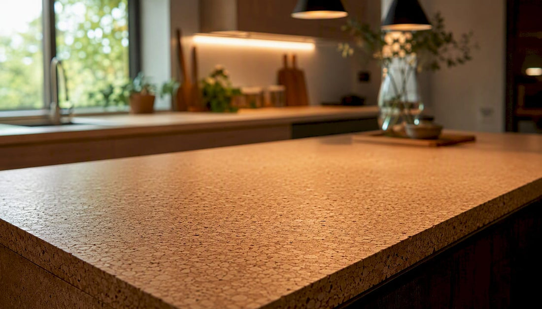 Close-up of natural cork tabletop texture