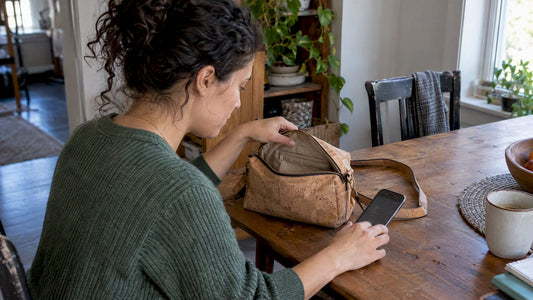 Buyer checks cork bag lining before ordering
