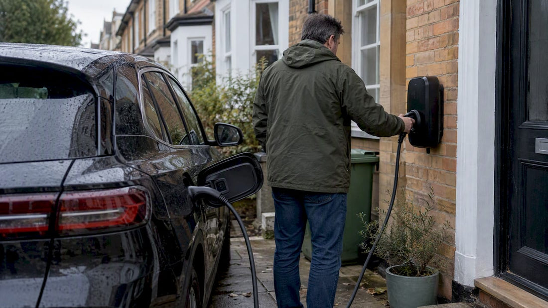 Resident charging an electric car at home