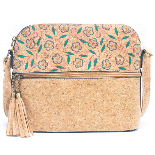 Tassel Zip Pocket Women’s Natural Cork Crossbody Bag