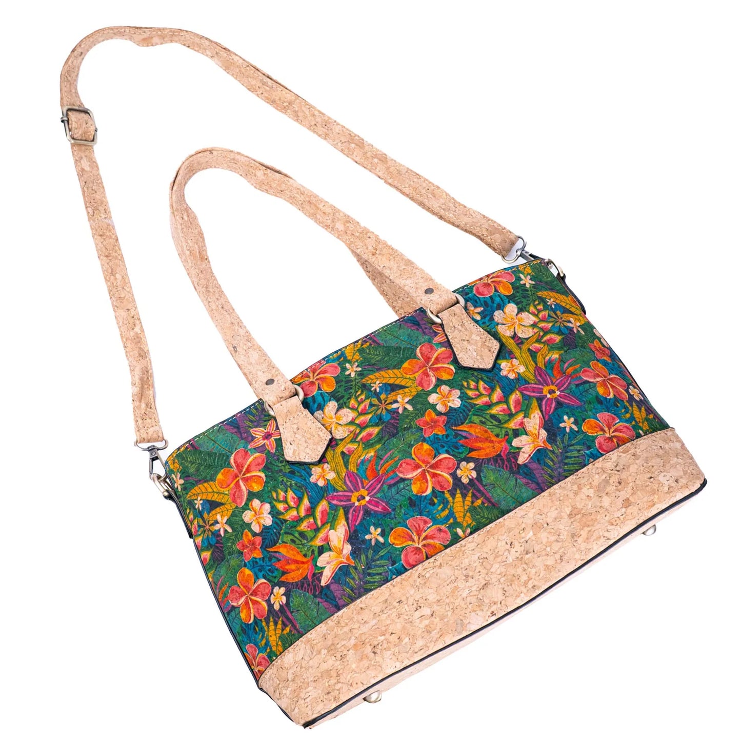 Womans Vintage Style Printed Cork Handbag