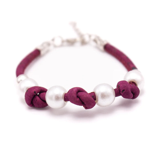Women's Cork Elegant Bracelet In Burgundy