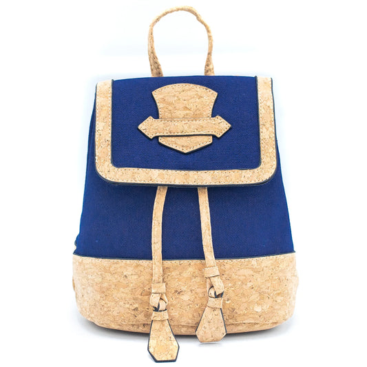 Ladies/Girls Mini Cork Backpack White - Dark Blue